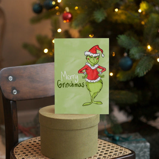 Tarjeta Navideña - Grinch Verde